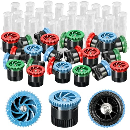 Lot de 24 buses à arc variable, têtes d'arroseur pop-up de rechange compatibles avec Hunter, RainBird, Orbit Arroseurs escamotables réglables pour irrigation de pelouse de jardin (8AN, 10AN, 12AN)