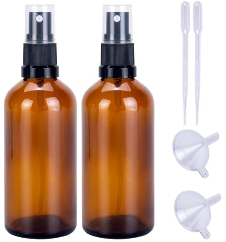 Sewokon 2 x 50ml Sprühflasche Kleine, Braunglas Sprühflasche Klein Glas Zerstäuber, Flaschen Tragbares Leer Sprühflaschen zum befüllen, Spray Bottle Kosmetika Sprayflasche Reiseflaschen Set