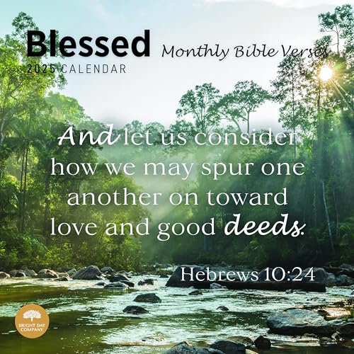 Bright Day Monats-Wandkalender 2025 Blessed (monatliche Bibelversen), 30,5 x 30,5 cm, Religion
