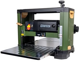 Cutech 40800H 13-Inch Spiral Cutterhead Benchtop Planer with 26 Tungsten Carbide Inserts, 2-Speed Feed Rate, Snipe Minimizer, and Board Return Rollers (13-Inch 2-Speed (Rifle Green))