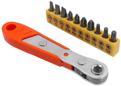 Bestgle ratschen schraubendreher magnetische ratschenschlüssel wendeschrauber set mini ratschen winkelschrauber mit 10 stück kompakt stubby bitsätze phillips schlitz fünfkant schraubendreher bits