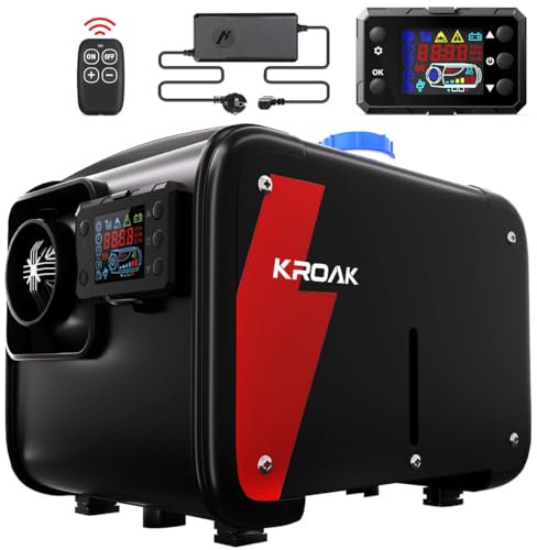 KROAK 12V/24V Diesel Standheizung, 8KW Tragbare Dieselheizung mit LCD-Display Fernbedienung & Adapter für Auto LKW Boot Bus Wohnmobil