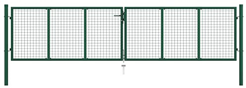 Chaduof Mesh-Gartentor, Gartentür, Gartentüren, Gartenzaun Tür, Zauntür, Flügeltore, Garten Türe, Maschendrahtzaun, Stahl 400 x 100 cm Grün