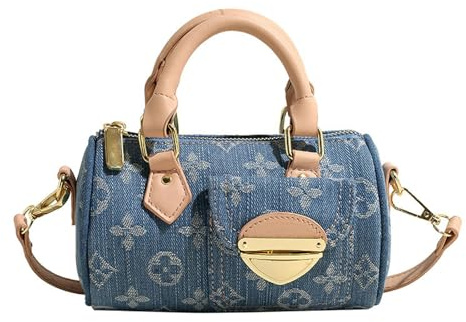 Nogkdyc Crossbody Taschen für Frauen Frauentasche Kissenbeutel Gewebt Denim Handtasche Vintage -Umhängetasche