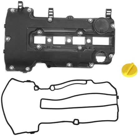Hajus 1031002001 Ventildeckel Zylinderkopfhaube + Öldeckel Deckel Verschlußdeckel Ventildeckeldichtung für Opel Adam Corsa D Astra H J Insignia 1.2 1.4 55573746 90412508 55561426 5650831 650090