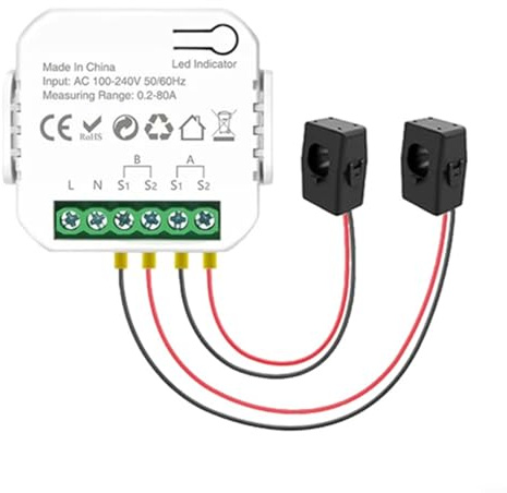 HOHOVYVY Smartmeter,Stromzähler Auslesen Wlan,Für-Tuya Wifi Smart Power Meter Mit Stromwandler Klemme Energie Überwachung(2CT)