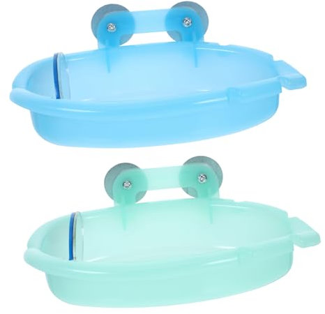 CAXUSD 2stücke Vogelbad Für Käfig Mit Spiegel Parrot Badewanne Für Wellensittiche Praktische Badewanne Für Kleine Vögel Zubehör Für Vogelkäfig Sicher Und Multifunktional