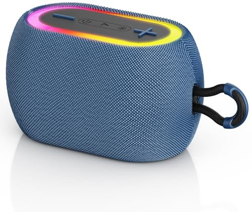 JYX Enceinte Bluetooth Portable, Haut Parleur Bluetooth Portable avec Lumières, Son Stéréo Puissant, Appairage TWS, Port Bluetooth/USB/TF Carte/AUX, pour Soirées Plage/Maison/Fête/Voyage, Bleu