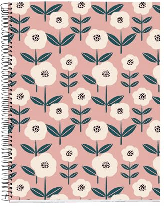 Miquelrius - Notizbuch A4 (210 x 297 mm), 100 Blatt, kariert, 70 g/m², fester Kartoneinband, 4 Farbbänder, Spiralbindung, 4 Löcher, kariertes Notizbuch, schönes Schreibwaren, Rosa