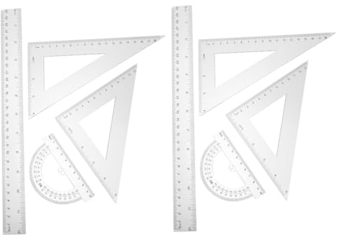 NUOBESTY 2 Set Righello Triangolare Righello Del Goniometro Angolare Da Disegno Di Plastica Chiaro Fornitura Aula Goniometro Chiaro P.s Transparent
