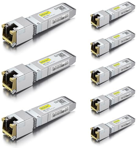 10Gtek 8-Stück 10Gb SFP+ auf RJ45 Modul 30-Meter, 10GBase-T Kupfer CAT.6a Transceiver Kompatibel für Cisco SFP-10G-T-S, Ubiquiti UniFi UF-RJ45-10G, MikroTik, Netgear, TP-Link, D-Link, Open Switch