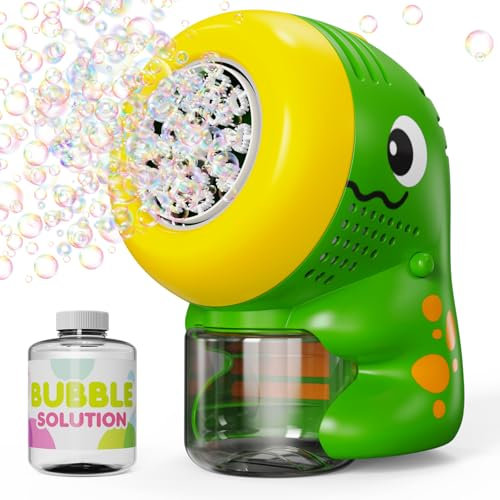PANACARE Dinosaurier Seifenblasenmaschine, Kinder Seifenblasenspielzeug 10000+ Blasen/Min mit Seifenblasenlösung/20 Blasenlöcher für Hochzeit/Geburtstag/Party, Geschenk für Junge&Mädchen 345678