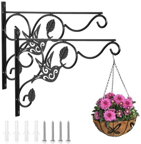 QIUMING Blumenampelhalter Blumenampelhalter Wandhalterung Blumenampelhalter Pflanzenhalterung Wand hängende Pflanze Haken mit Schrauben für hängende Pflanzer, Vogelfutterhaus, Wandleuchte (Vogel)