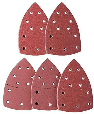 SZTVECFW Mouse Sander Pads, 50pcs Detail Sanding Pads 105 x 150 mm Hook and Loop Sandpaper 11 Holes Multi Tool Sander Pads 40 80 120 180 240 Grits, Compatible with Black and Decker Sander