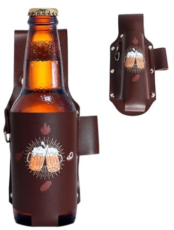 BNREOZA 1 Pcs cintura di birra Holster,portabottiglie di birra in pelle,portabottiglie di birra,birra Holster cintura di birra come un regalo creativo per gli uomini,facile da trasportare,mani libere