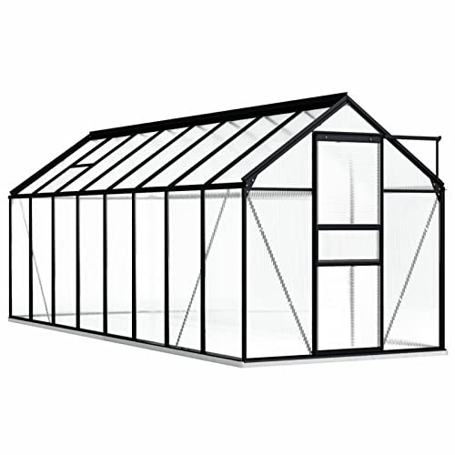 Grande serra in policarbonato con telaio in alluminio e base ideale per piante da giardino stabile fissaggio a terra spaziosa casetta da giardino 9,31 m² 190 x 490 x 202 cm