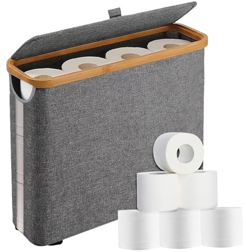 ZYNERY Toilet Roll Basket,Toilet Roll Basket Storage,Free Standing Toilet Paper Holder,Toilet Roll Stand,For Bathroom,Bedroom And Tissue Storage (Gray)