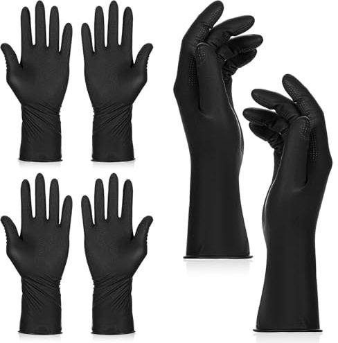Hair Dye Gloves, 3 Pcs Reusable Rubber Gloves Hair Color Glove | Professional Hair Dying Tools for Home Salon Barber Hairs Dyeing and Coloring (Black, Medium)
