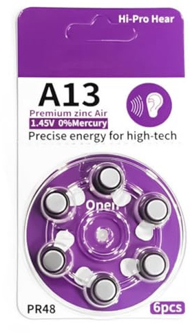 ZYHARUKO Pack Of 6 A13 Zinc Air Batteries Button Cell For Hearing Aids With Long Lasting Performances And Easy Installation
