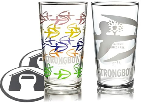 GarageBar | Strongbow Cider Glasses | 2X Pint Glasses | Official Merchandise | Ideal for a Summer BBQ or Home Bar | Comes with 2X Beer Drip Mats | 2 Glasses