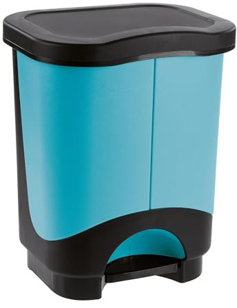 Sicignano | Pattumiera a Pedale Multiuso – Cestino della Spazzatura Raccolta Differenziata, Moderno, Facile Apertura – Ideale per Casa Ufficio Bagno Cucina (Nero/Delfin, 21 L)