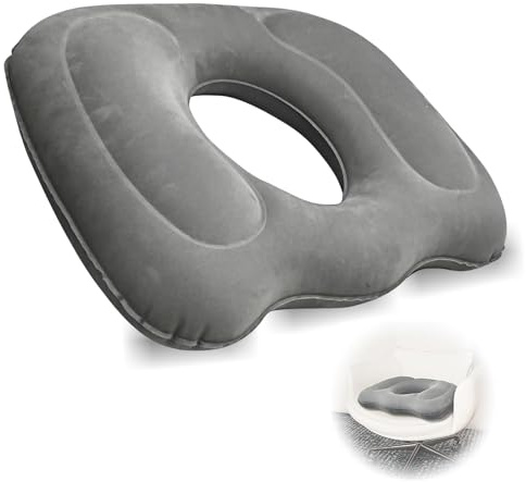 gvivej Aufblasbares Lift Donut Kissen, Gray Orthopädisches Sitzkissen, Hämorrhoidenkissen, Multifunktionales Sitzkissen, Orthopädisch Kissen, für Rollstühle, Bürostühle