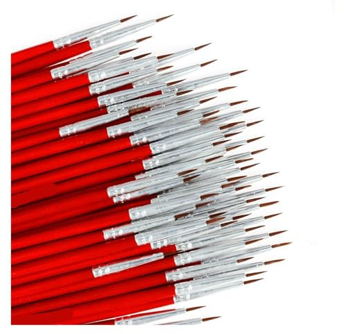 10 Stück Hakenlinien-Stift, fein, handbemalt, dünn, Malpinsel, Kunstbedarf, Zeichenstift, Pinsel, Nylonpinsel, Malstift Fur öLfarben, Gouache, Aquarell(10pcs Red L)