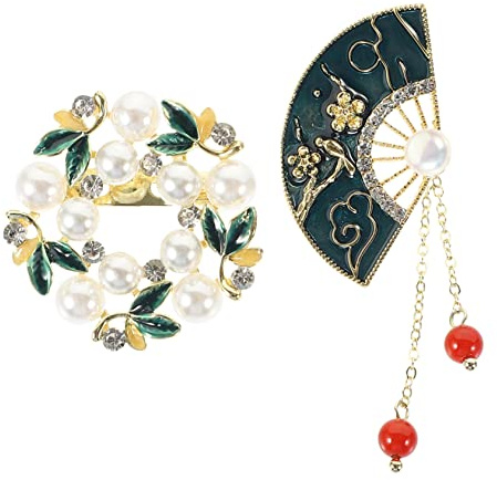 IMIKEYA Broches Vintage en Alliage Décoratives 2 Pièces Épingles Délicates pour Femmes Accessoires de Veste Style Rétro Perles pour Tenues Élégantes