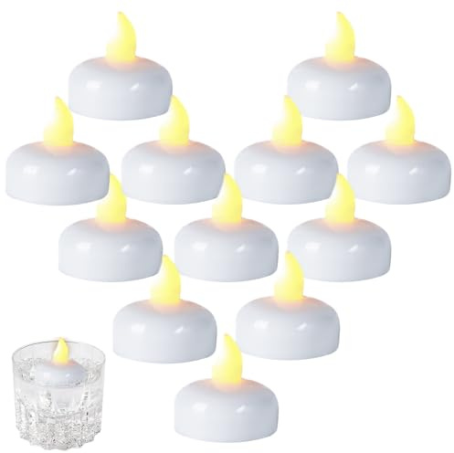 Generisch Velas flotantes blancas | LED para agua con, 12 unidades, decoración impermeable para bodas, Halloween, Navidad, fiestas y eventos festivos