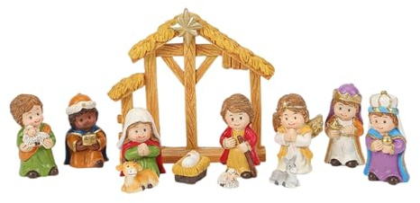 Statue di Natività Set di Personaggi Resine Decorazioni natalizie Scena di Carriera Minaiture Figure Ornamenti Per Cappotto E Regalo Religioso