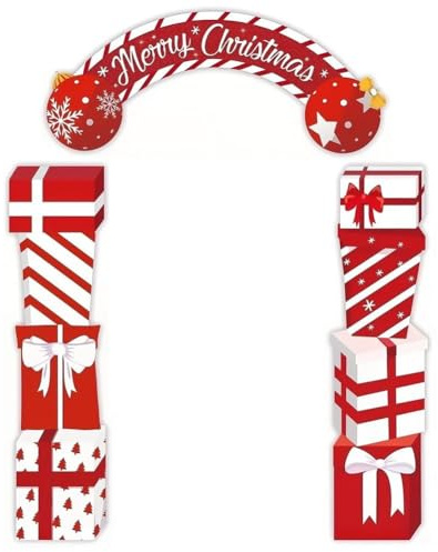 HiyyFloy 3-teilige Weihnachts-türdekoration „Frohe Weihnachten“, Veranda-Schild, Haustür-Banner, Hängende Dekoration, Weihnachts-hängezubehör Für Den Außenbereich, Urlaubs-geschenkbox-Hintergrund