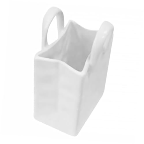 TOYANDONA Ceramic Makeup Brush Holder Vase Bag Shape Large Capacity Porcelain Pen Organizer Decorative Flower Container for Home Desk Storage