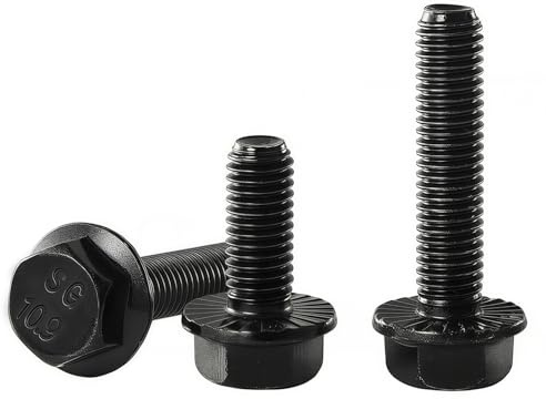 YIIFLY M12x45 Bundschrauben M12-1,75 10.9 Kohlenstoffstahl DIN 6921,- Sechskant mit Flansch ，Schwarzverzinkt, Vollgewinde,5 Stück