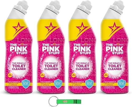 4x The Pink Stuff Toilet Cleaner Toilettenreiniger/Dickflüssiges Reinigungsgel haftet an der Toilette Oberfläche 750ml + Beni Culinari Kostenloser Schlüsselanhänger