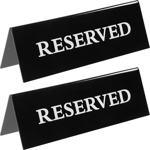 Mikinona 2 Stück Teiliges Reserviert schilder aus Acryl Wetterfest Tischkarten Stuhlschilder für Hochzeit Restaurant Bar Langlebige Sitzplatzreservierung Schwarz