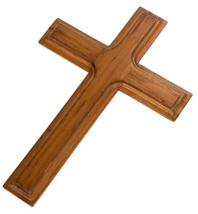 ZUNOXAZ Croix Murale Bois Massif DéCorative Pour Maison Et ÉGlise Crucifix Catholique Finition Douce RéSistante À Suspendre 10.24X7.09X0.47In