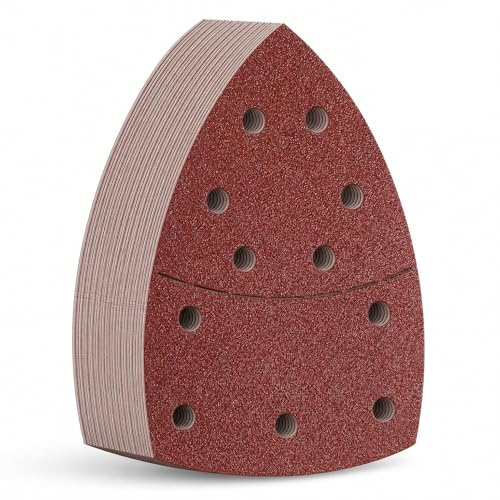 40 Pieces Sanding Pads, Hook and Loop Sandpaper, Triangle Sanding Sheets, 8Pcs Each Assorted 40/60/80/120/180 Grits Sandpaper Pads for Sanding, Polishing, Random Orbital Sander