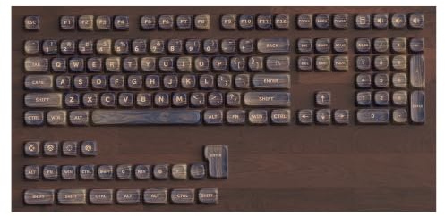 YDMHYLAI Mörk valnötsträ PBT Dye SubKeycaps for 61/87/104 MX-tangentbord, 130 nycklar Mjuk Lättvikt(DARK WOOD)
