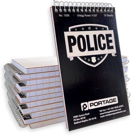 Portage Public Safety Police Notebook – Top Bound Spiral Notebook, Writing Pad for Interviews, Accidents & Incident Reports, Field Notes Book for Police – 3.75x6 In, 70 Sheets, 12 Pack