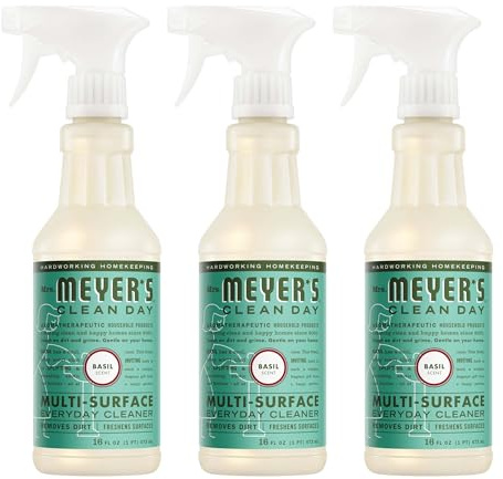 MRS. MEYER'S CLEAN DAY Multi-Surface Everyday Cleaner, Basil Scent, 16 Fl Oz Bottle - 3 Pack