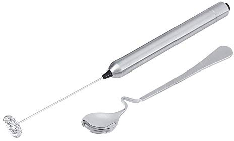 Montalatte Elettrico Accaio Inox Robusto Schiuma del Caffellatte Mini Frullatore Agitatore Mescolatore per Creare Schiuma nel Caffè Cappuccino o per Sciogliere Qualsiasi Polvere nei Liquidi