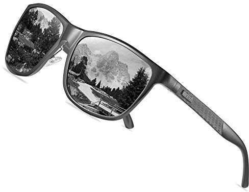DUCO Polarisierte Sonnenbrille Herren Ultraleichte Al-Mg Metallrahmen UV400 | Ultraleichte Fahrerbrille für Unisex, Verstellbare Nasenpads, Verspiegelte Linsen, Sportbrille für Autofahren, Angeln, Cat 3