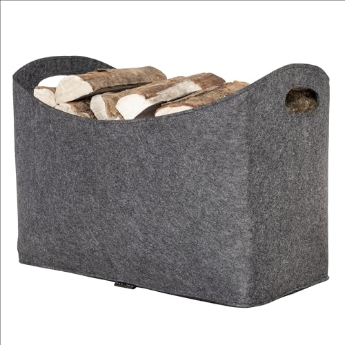 Rubberneck Holzkorb L aus Filz, 54 x 39 x 30 cm, Anthrazit