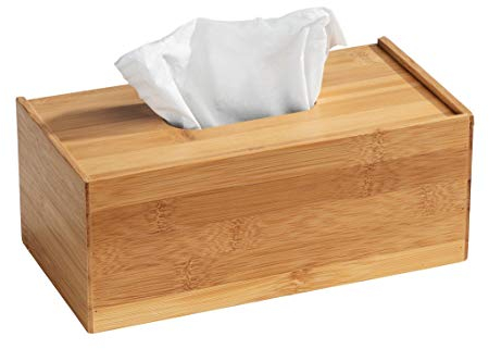 WENKO Caja para pañuelos de bambú Terra - Dispensador de pañuelos cosméticos, Bambú, 25 x 13 x 10 cm, natural