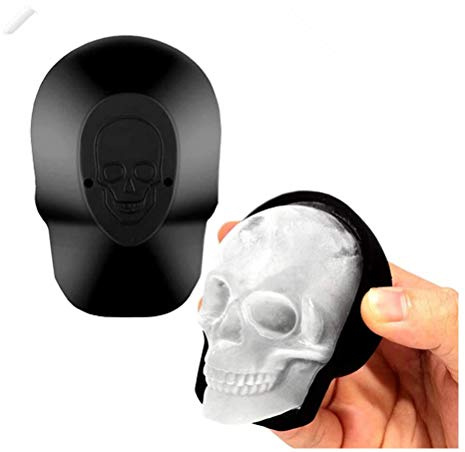 3D Big Skull Ice Cube Molde de silicona para cubitos de hielo Molde de pastel de calavera grande Divertidos cubitos de hielo para whisky, cócteles y jugos de fiesta (8.5 * 7cm)