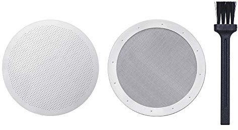2 Pack Reusable Coffee Filters, Metal Coffee Filter for Coffee Makers, 100% Stainless Steel Washable Coffee Screens with 1 Brush