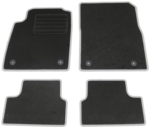 AD Tuning HG13460-SILBER Fußmatten Set (4teilig) Schwarz Silber Autoteppiche