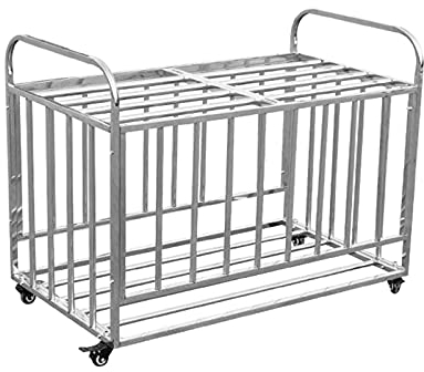 JLXJ Ballwagen Ballregal Außengarage Basketballkorbständer Auf Rädern, Große Gymnastikbälle Aufbewahrungswagen mit Deckel, Fußball Tennisbälle Veranstalter Halter, Rostfreier Stahl (Size : 40balls)