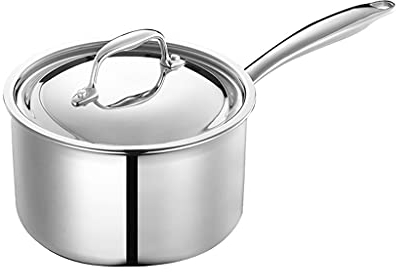 Padella POT 304 Acciaio inossidabile Acciaio inossidabile Inspolverato Piccolo Milk Pot Classic Acciaio inossidabile Pot Cover Baby Food Supplement Piccola pentola in argento Padella Antiaderente