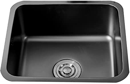 Fregaderos De Acero Inoxidable Nano Negro Cocina Pequeño Lavabo De Balcón Pequeño De Barra con Escurridor (Color : Black, Size : 45x40x21cm)